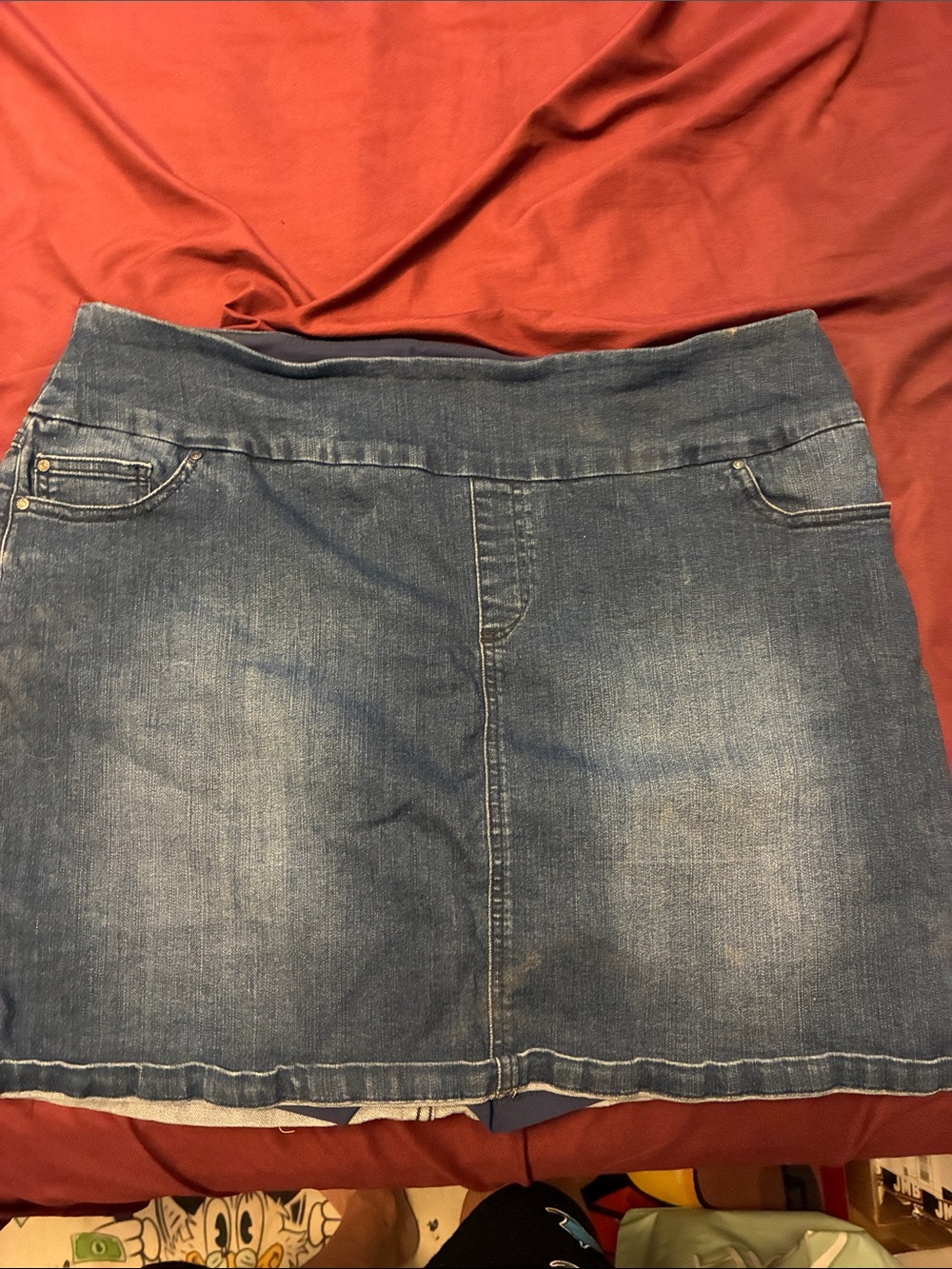 Classic Blue Denim Mini Skirt - Casual Stretch Waist